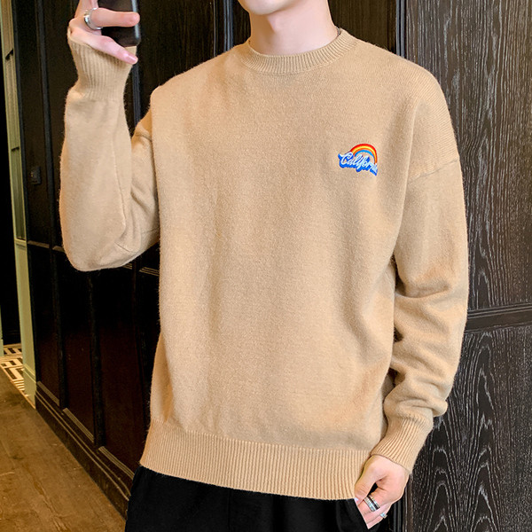 Muški casual džemper s ovalnim izrezom i vezom - više modela