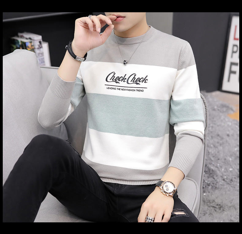 Férfi pulóver ovális nyakkivágással és hosszú ujjú - több modell