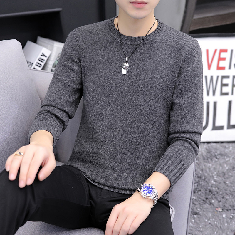 Jednobojni muški vuneni pulover