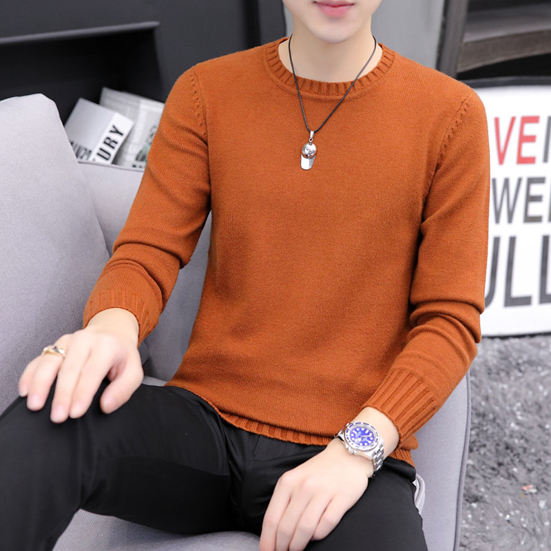 Jednobojni muški vuneni pulover