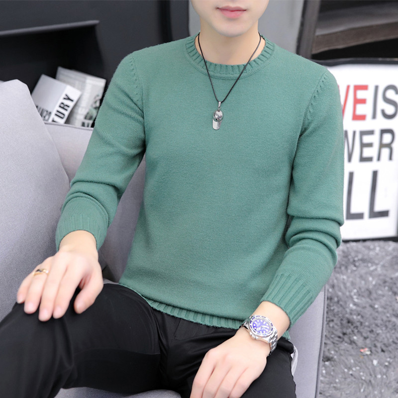 Jednobojni muški vuneni pulover