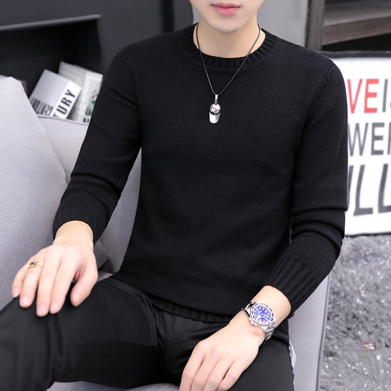 Jednobojni muški vuneni pulover