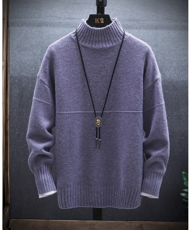 Ανδρικό ζεστό χειμερινό πουλόβερ με γιακά 