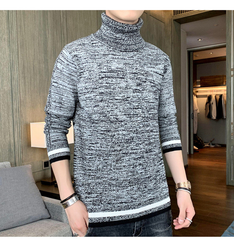 Ανδρικό ριγέ λεπτό πλεκτό πουλόβερ με γιακά