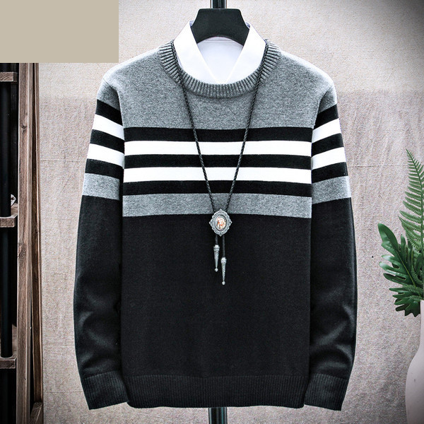 Modern csíkos pulóver vékony kötésből