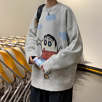 Széles modell férfi téli pulóver - kötött