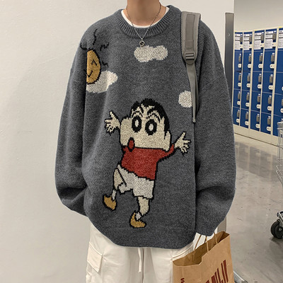 Széles modell férfi téli pulóver - kötött