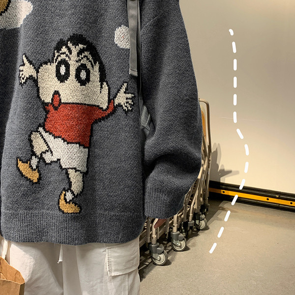 Széles modell férfi téli pulóver - kötött