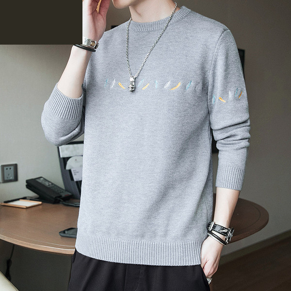 Meleg férfi pulóver színes hímzéssel