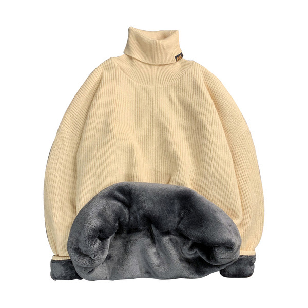 Ανδρικό πουλόβερ με ψηλό κολάρο και ζεστή φόδρα