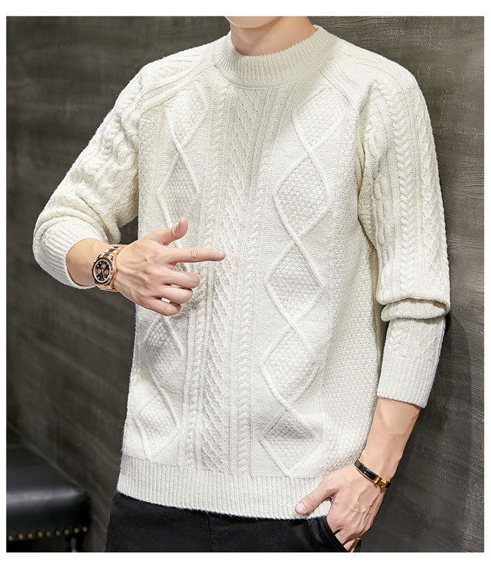 Debeli muški džemper s reljefnim pletivom