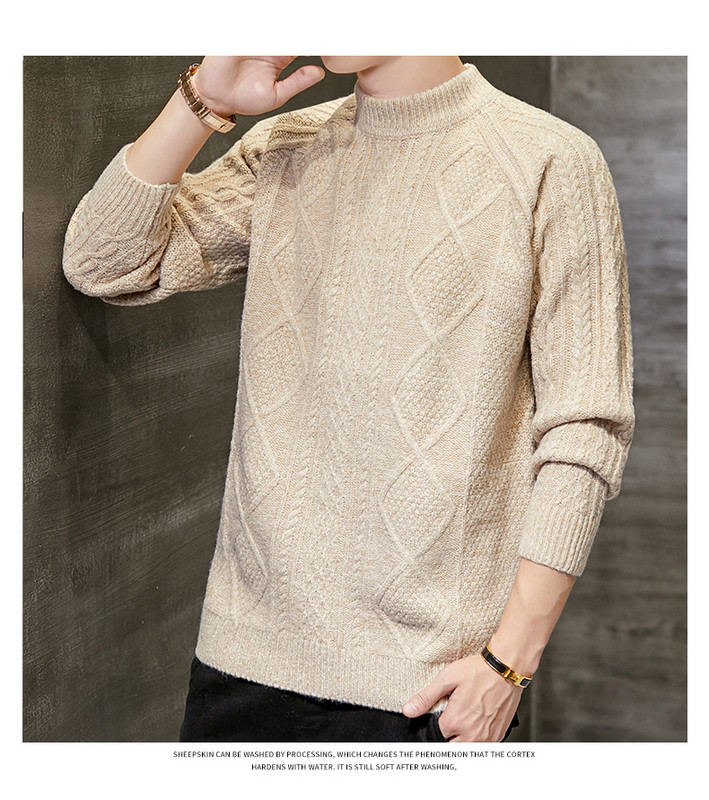 Debeli muški džemper s reljefnim pletivom