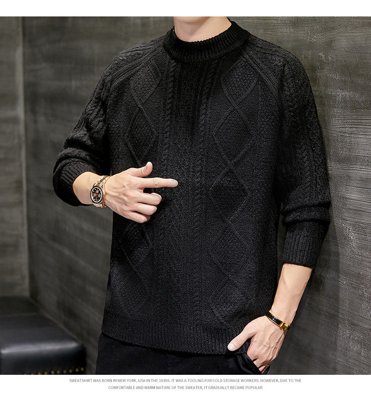 Debeli muški džemper s reljefnim pletivom