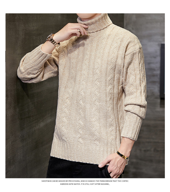 Őszi-téli vastag pulóver pólógallérral