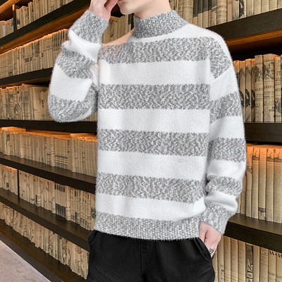 Vastag férfi téli pulóver polo gallérral - többféle modell