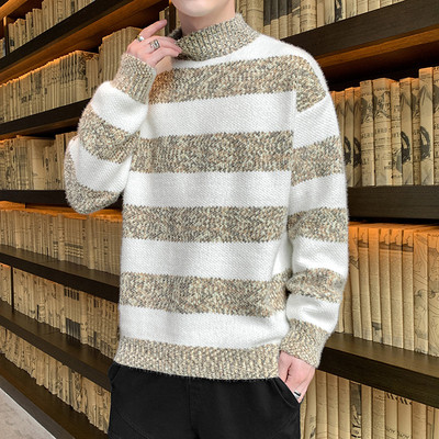 Vastag férfi téli pulóver polo gallérral - többféle modell