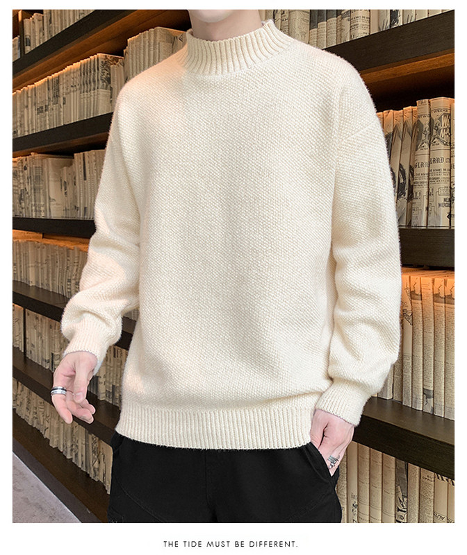 Vastag férfi téli pulóver polo gallérral - többféle modell