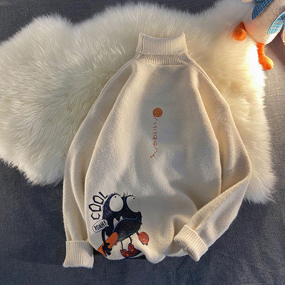 Téli férfi pulóver rátéttel és magas gallérral