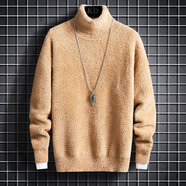 Puni muški pulover s visokim ovratnikom i dugim rukavima