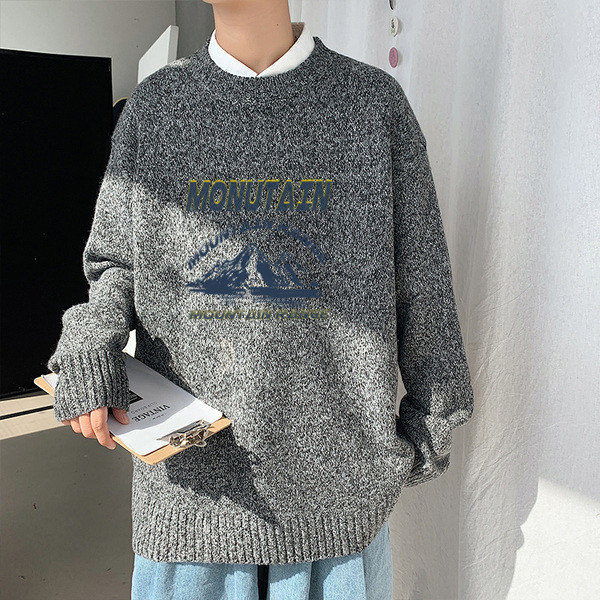 Téli széles pulóver színes rátéttel - nagy méretek