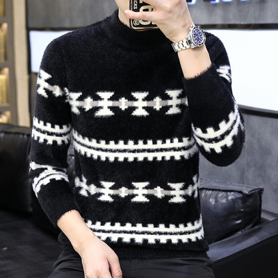 Вълнен мъжки пуловер с дълъг ръкав