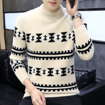 Вълнен мъжки пуловер с дълъг ръкав