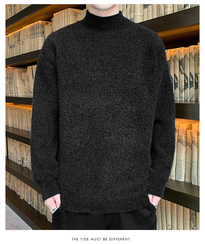 Férfi pulóver félmagas gallérral - széles modell