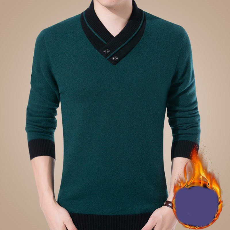 Мъжки ежедневен пуловер с шпиц деколте