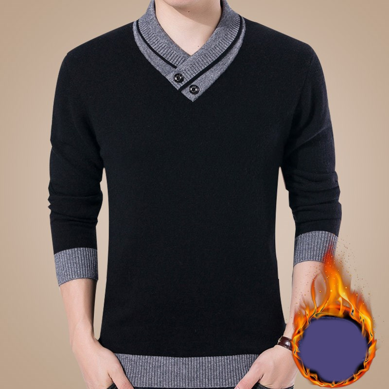 Férfi alkalmi pulóver spitz nyakkivágással