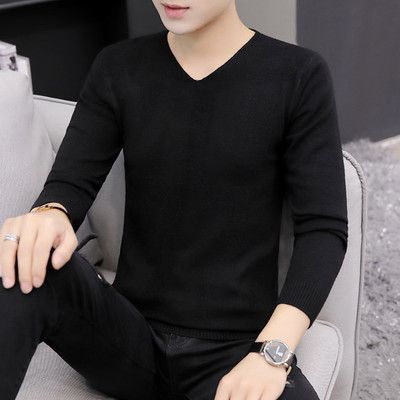 Tanak jesenski pulover za muškarce sa špic izrezom