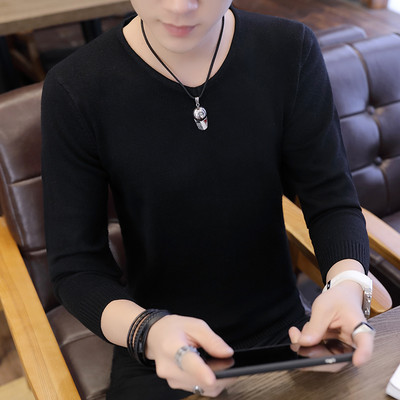 Tanak jesenski pulover za muškarce sa špic izrezom