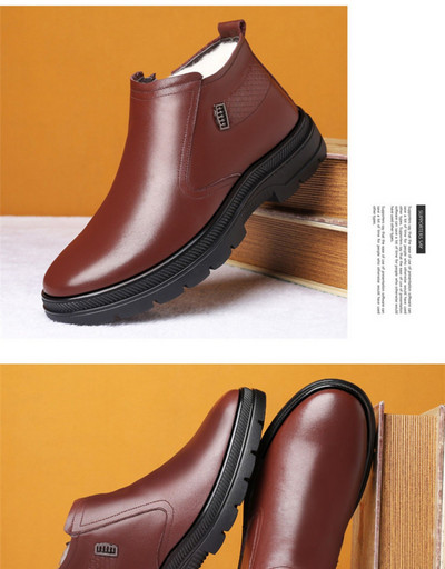 Öko bőrből készült férfi téli cipő puha béléssel, két modellben