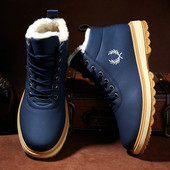 Eko bőrből készült férfi téli csizma meleg béléssel