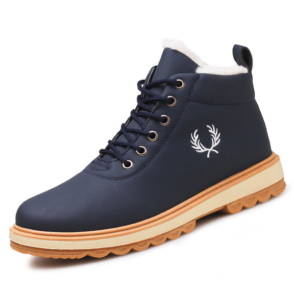 Eko bőrből készült férfi téli csizma meleg béléssel