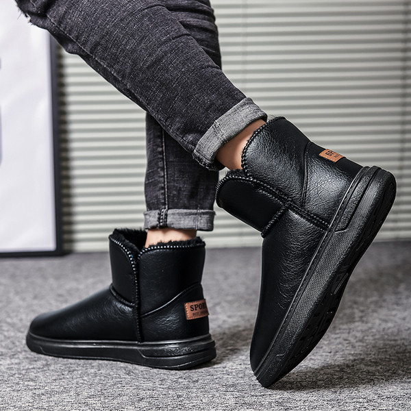 Öko bőrből készült férfi téli csizma puha béléssel, három modellben