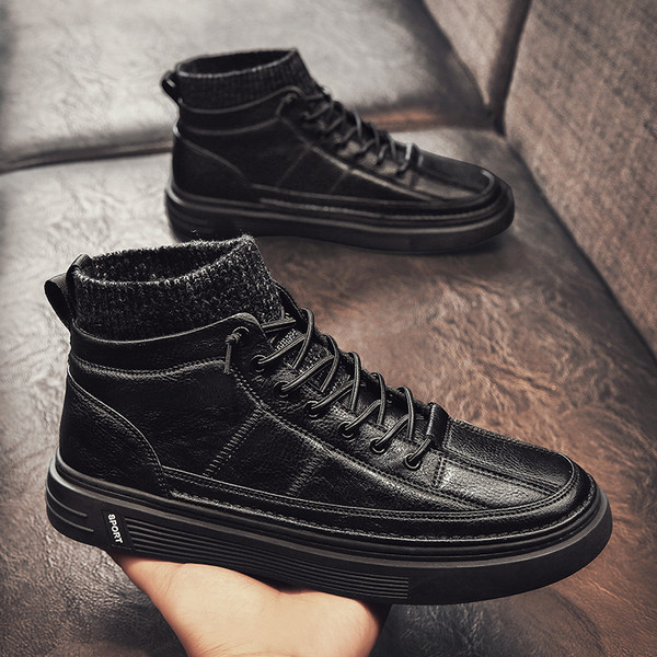 Ανδρικά έκο δερμάτινα αθλητικά  παπούτσια μέχρι τον αστράγαλο με κορδόνια - διαφορετικά μοντέλα