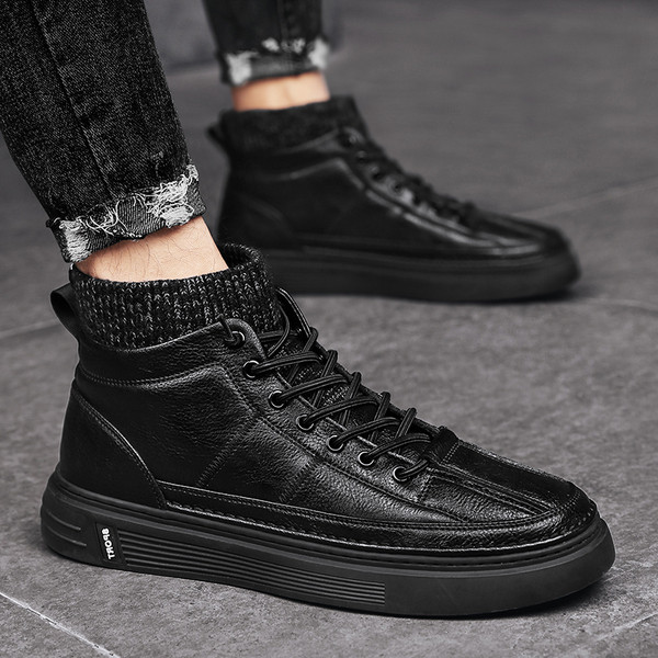 Ανδρικά έκο δερμάτινα αθλητικά  παπούτσια μέχρι τον αστράγαλο με κορδόνια - διαφορετικά μοντέλα