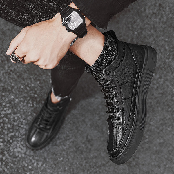 Ανδρικά έκο δερμάτινα αθλητικά  παπούτσια μέχρι τον αστράγαλο με κορδόνια - διαφορετικά μοντέλα