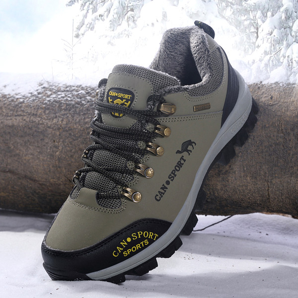 Ανδρικά χειμερινά παπούτσια με τραχιά σόλα και κέντημα