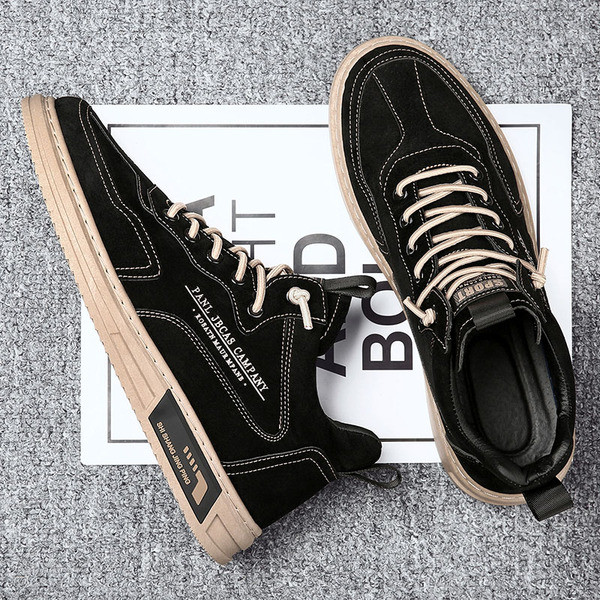 Eco velúrból készült, hétköznapi férfi tornacipő fűzővel és lapos talppal, három színben