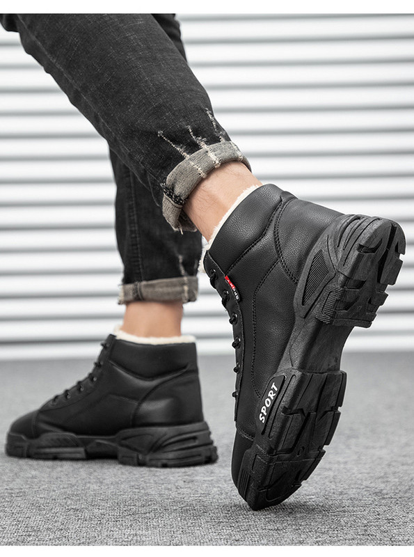 Alkalmi férfi csizma meleg béléssel és eco bőrből készült fűzővel