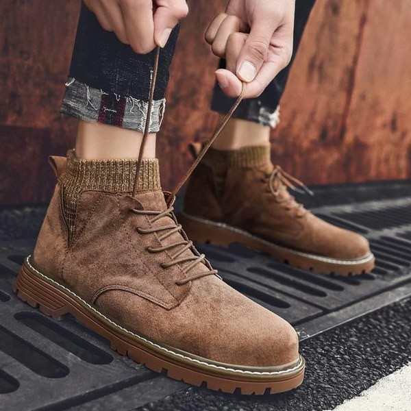 Eko bőrből készült stílusos férfi cipő meleg béléssel