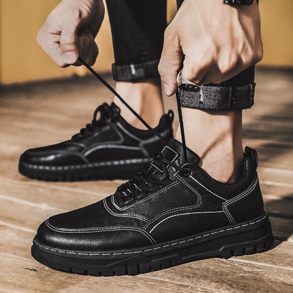 Ανδρικά έκο δερμάτινα παπούτσια με κορδόνια και επένδυση 