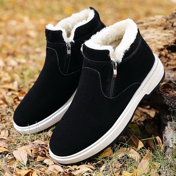 Muške čizme od eko brušene kože s patentnim zatvaračem i toplom postavom