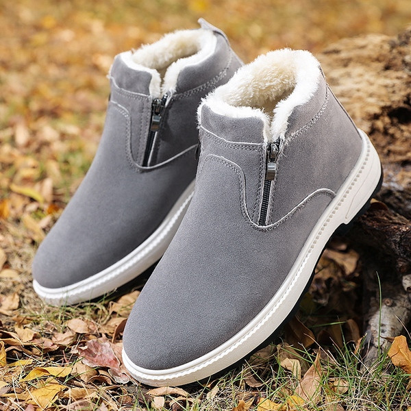 Muške čizme od eko brušene kože s patentnim zatvaračem i toplom postavom