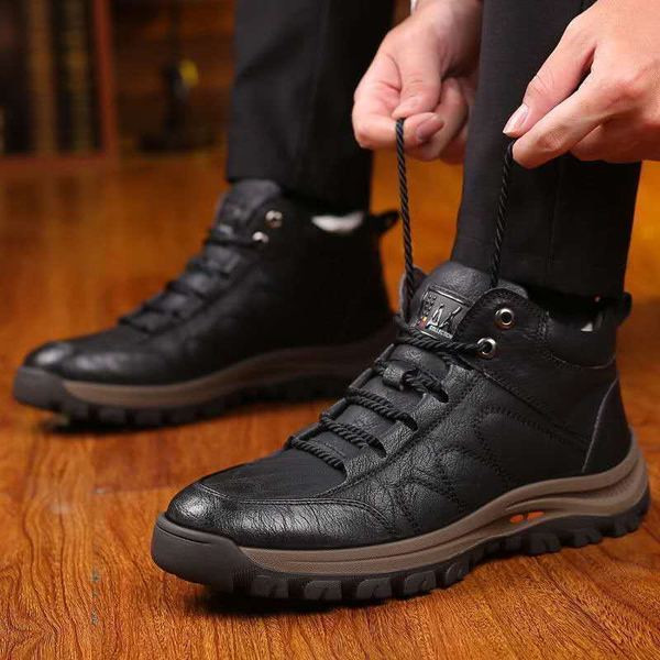 Vīriešu moderni ziemas apavi no eko ādas ar siltu oderi