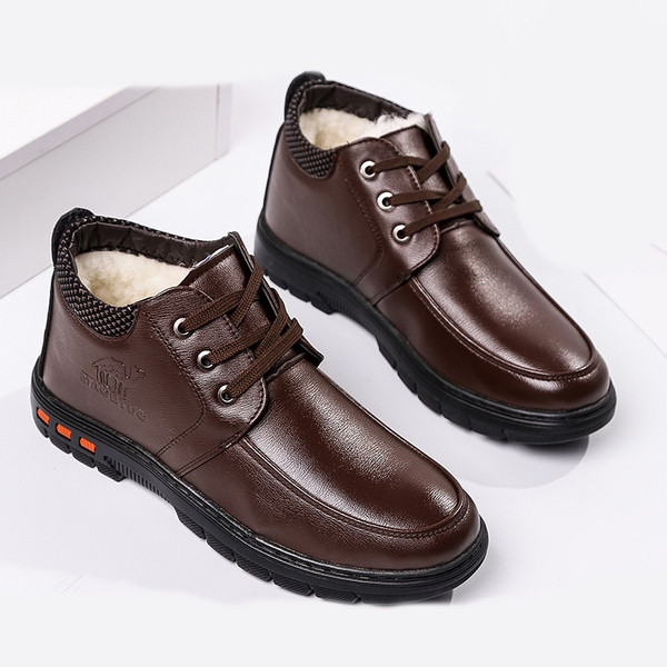 Férfi alkalmi bőrcipő fűzős télre