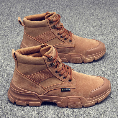 Férfi téli cipő durva talppal és fűzővel