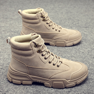 Férfi téli cipő durva talppal és fűzővel