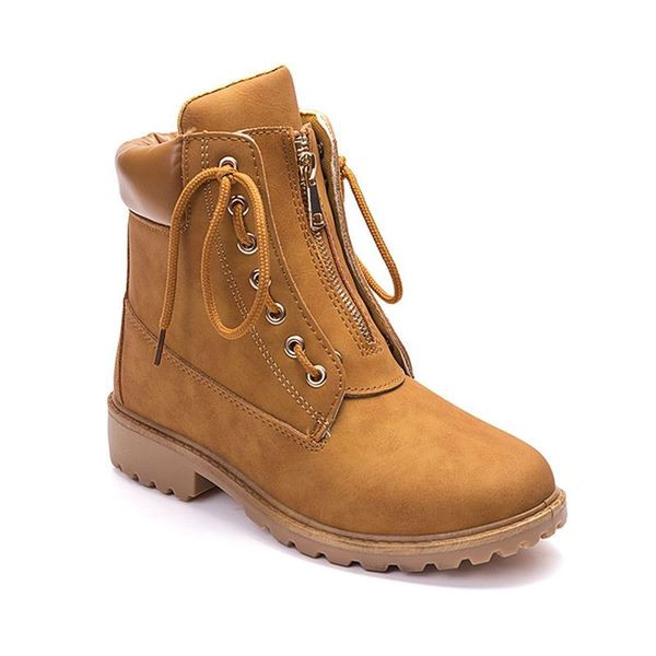 Férfi téli csizma lapos talppal, fűzővel és cipzárral